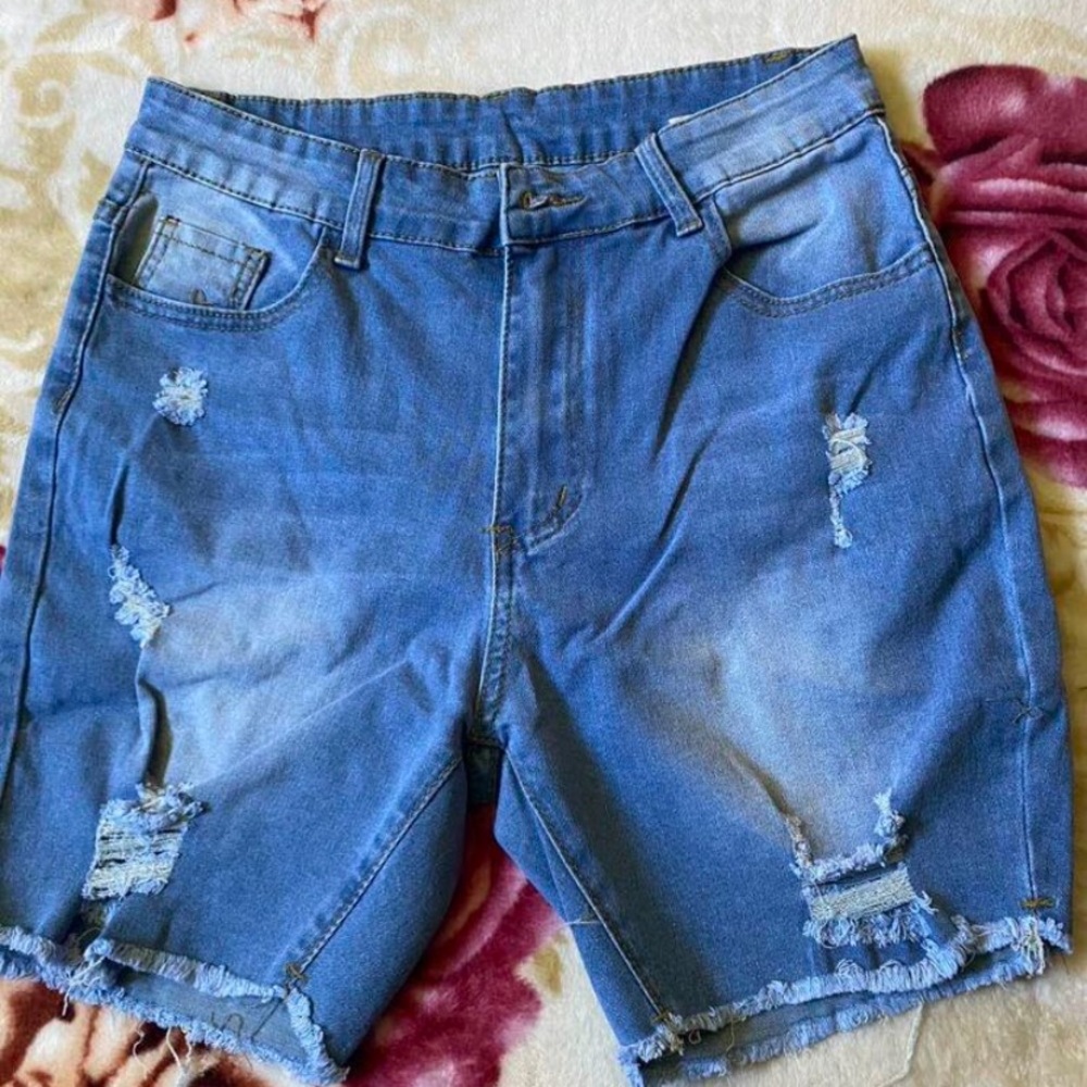 Men's Distressed Blue Denim Shorts